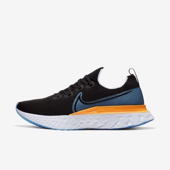 Nike React Infinity Run Flyknit - Férfi Túracipő - Fekete/Narancssárga/Fehér/Kék